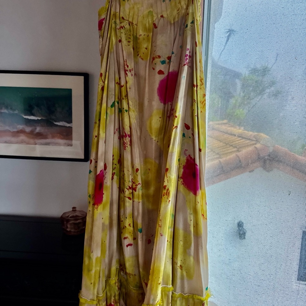 Diane Von Furstenberg Yellow and Pink silk dress